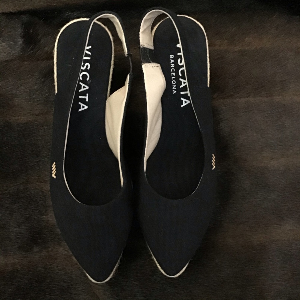 Viscata Barcelona Black Wedge Espadrille 38/7